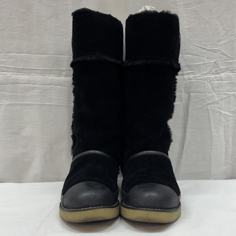トリーバーチ TORY BURCH ブーツ ロングブーツ スエードレザー ボア ムートン ロング ブーツ キャップトゥ - 黒 / ブラック / black レディース USED 古着 中古 50168944