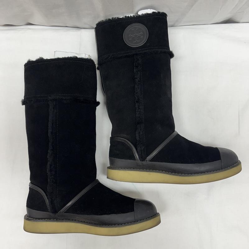 トリーバーチ TORY BURCH ブーツ ロングブーツ スエードレザー ボア ムートン ロング ブーツ キャップトゥ - 黒 / ブラック / black レディース USED 古着 中古 50168944