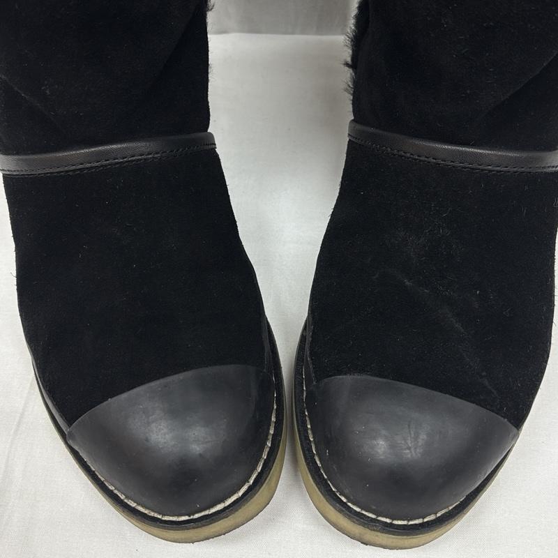 トリーバーチ TORY BURCH ブーツ ロングブーツ スエードレザー ボア ムートン ロング ブーツ キャップトゥ - 黒 / ブラック / black レディース USED 古着 中古 50168944
