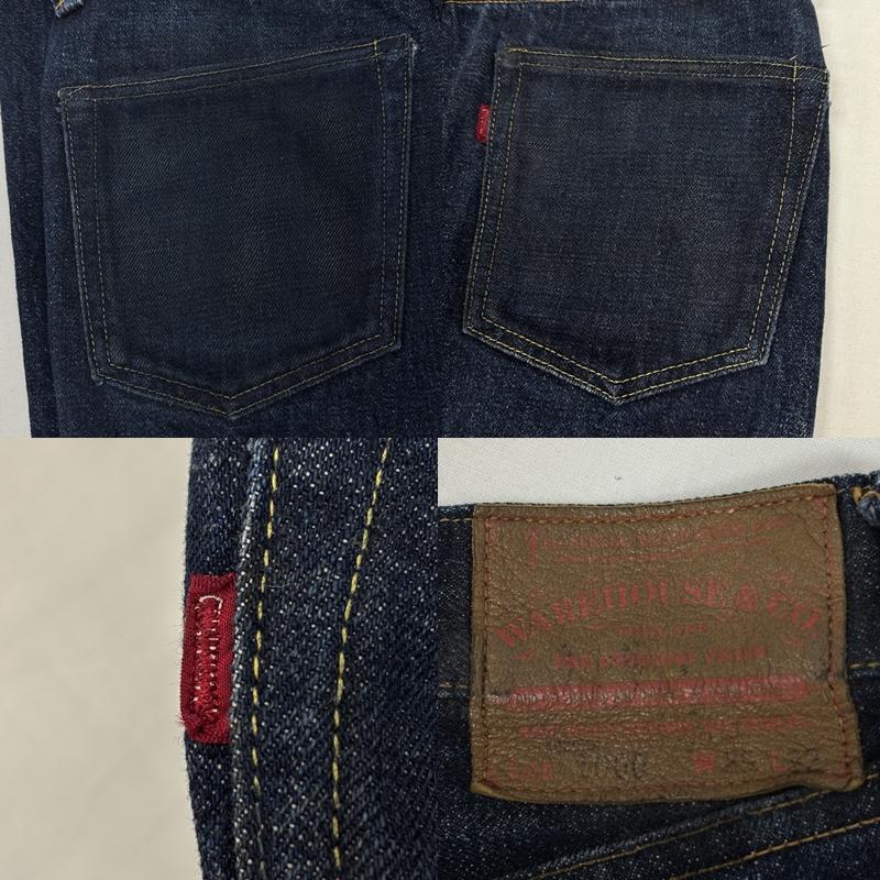 ウエアハウス WAREHOUSE パンツ デニム、ジーンズ 1000XX1000 デニム パンツ 革パッチ 隠しリベット Vステッチ 耳付き セルビッジ 29インチ メンズ USED 古着 中古 50168945