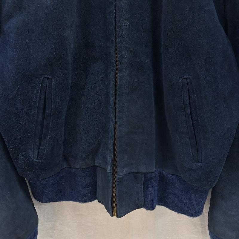 ショット schott ジャケット、上着 レザージャケット 327 スエードレザー ジップアップ ボンバー ジャケット 46 紺 / ネイビー / navy メンズ USED 古着 中古 50168946