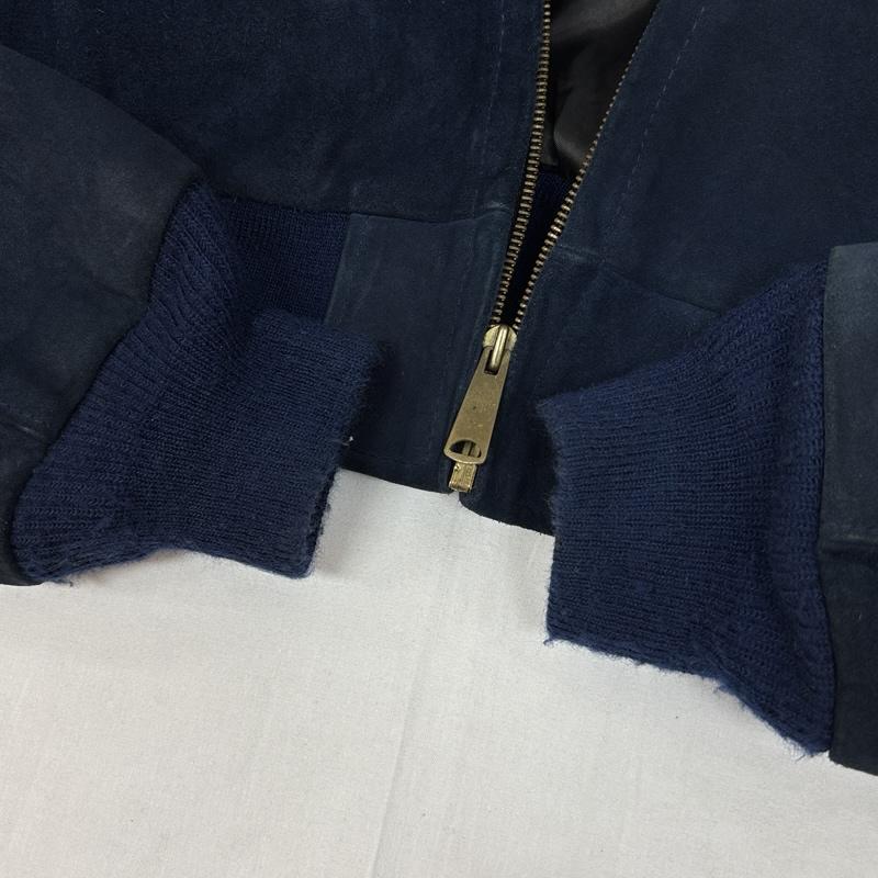 ショット schott ジャケット、上着 レザージャケット 327 スエードレザー ジップアップ ボンバー ジャケット 46 紺 / ネイビー / navy メンズ USED 古着 中古 50168946