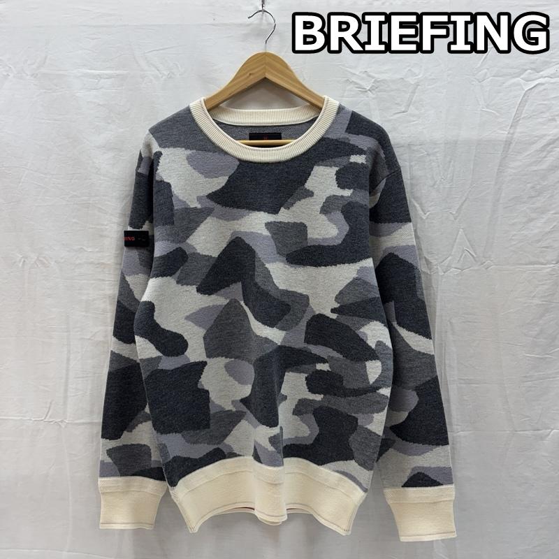 ブリーフィング BRIEFING ニット、セーター 長袖 BRG223M41 カモジャガード クルーネック ニット セーター ゴルフウェア L カモフラージュ柄・迷彩 メンズ USED 古着 中古 50168949