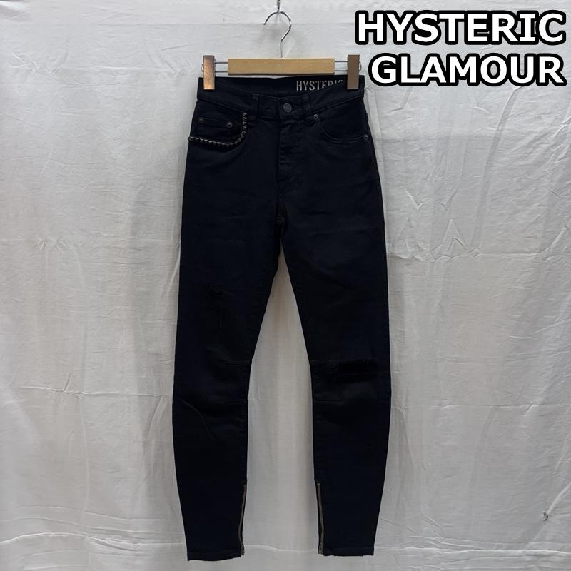 ヒステリックグラマー HYSTERIC GLAMOUR ボトムス ボトムス 01182AP12 スタッズ ダメージ加工 スキニー ブラック デニム パンツ - 黒 / ブラック / black レディース USED 古着 中古 50168951