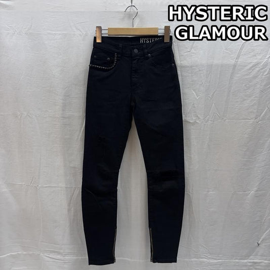 ヒステリックグラマー HYSTERIC GLAMOUR ボトムス ボトムス 01182AP12 スタッズ ダメージ加工 スキニー ブラック デニム パンツ - 黒 / ブラック / black レディース USED 古着 中古 50168951