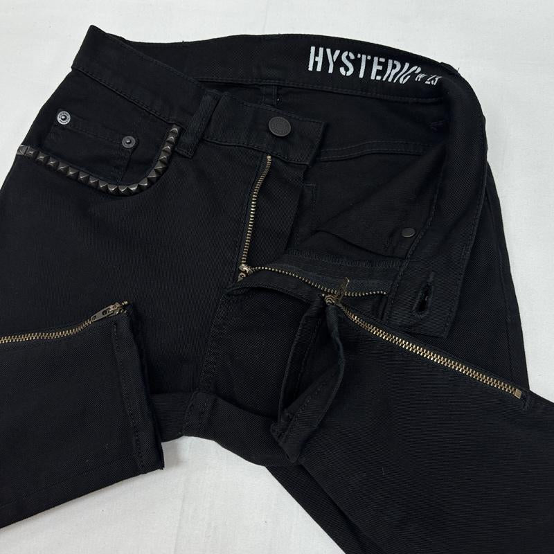 ヒステリックグラマー HYSTERIC GLAMOUR ボトムス ボトムス 01182AP12 スタッズ ダメージ加工 スキニー ブラック デニム パンツ - 黒 / ブラック / black レディース USED 古着 中古 50168951