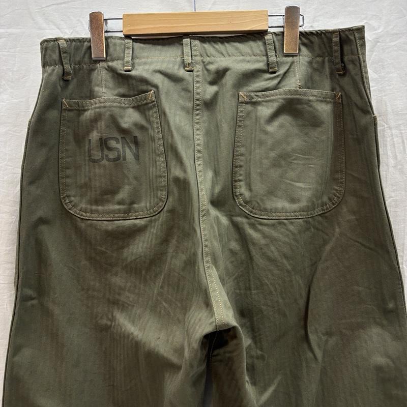 ドライボーンズ Dry Bones ボトムス ボトムス ヘリンボーン USN ステンシル ミリタリー パンツ 月桂樹ボタン - メンズ USED 古着 中古 50168956