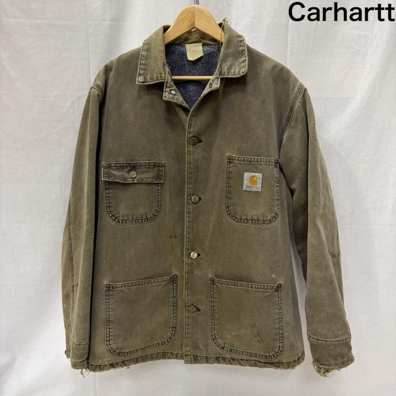 カーハート Carhartt ジャケット、上着 ジャケット、ブレザー 80s 90s CB182 ヴィンテージ フェード加工 ブランケット ミシガン チョアコート カバーオール M ロゴ、文字 茶 / ブラウン / brown メンズ USED 古着 中古 50168971