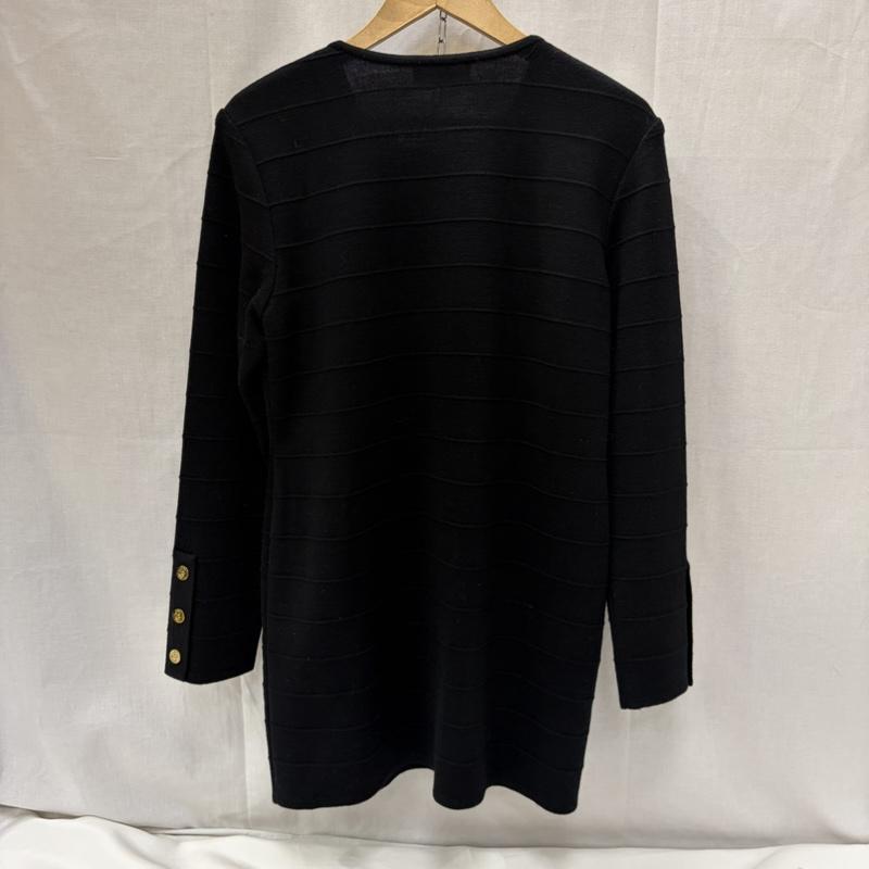イヴサンローラン Yves Saint Laurent ニット、セーター 長袖 SU68-867 ボーダー ゴールドボタン ウール100％ Black M M  黒 / ブラック / black レディース USED 古着 中古 50168984
