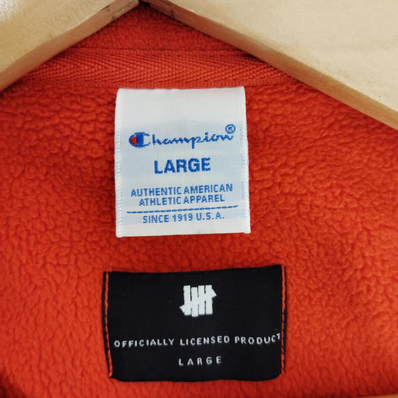 チャンピオン Champion ジャケット、上着 ジャンパー、ブルゾン UNDEFEATED コラボ ポーラテック スナップ ジャケット フリース プルオーバー パイピング L 橙 / オレンジ / orange X 茶 / ブラウン / brown メンズ USED 古着 中古 50168990