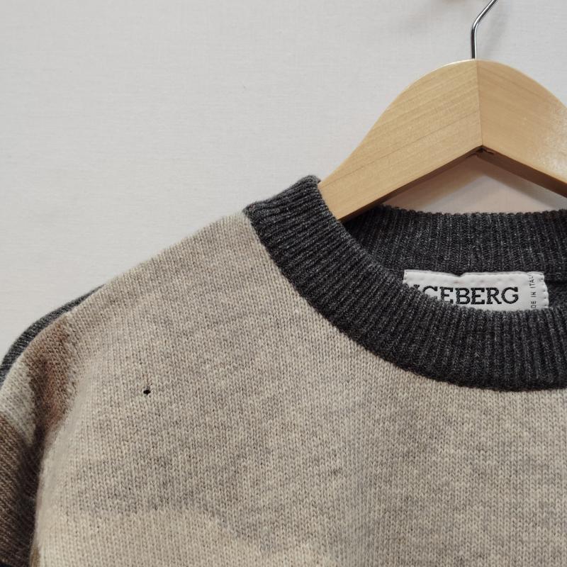 アイスバーグ ICEBERG ニット、セーター 長袖 90s イタリア製 ウール セーター レトロ キャラクター 刺繡 - 灰 / グレー / gray メンズ USED 古着 中古 50168996