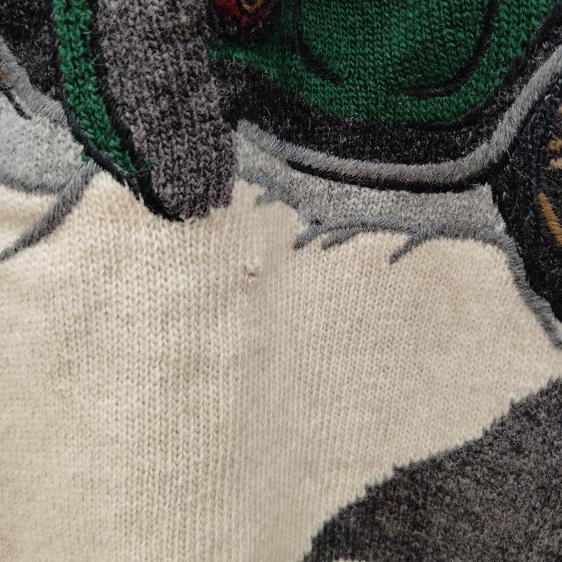 アイスバーグ ICEBERG ニット、セーター 長袖 90s イタリア製 ウール セーター レトロ キャラクター 刺繡 - 灰 / グレー / gray メンズ USED 古着 中古 50168996