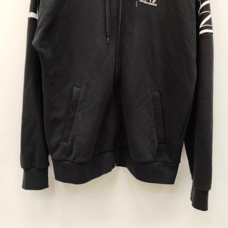 エンポリオ アルマーニ イーエーセブン EMPORIO ARMANI EA7 パーカー 長袖 ジップアップ スウェット シャツ フード付き 袖ロゴ XS 黒 / ブラック / black X 白 / ホワイト / white メンズ USED 古着 中古 50168998