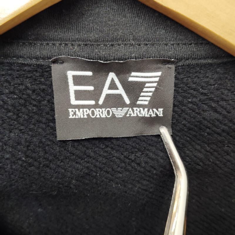 エンポリオ アルマーニ イーエーセブン EMPORIO ARMANI EA7 パーカー 長袖 ジップアップ スウェット シャツ フード付き 袖ロゴ XS 黒 / ブラック / black X 白 / ホワイト / white メンズ USED 古着 中古 50168998