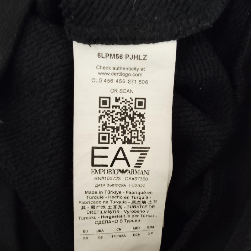 エンポリオ アルマーニ イーエーセブン EMPORIO ARMANI EA7 パーカー 長袖 ジップアップ スウェット シャツ フード付き 袖ロゴ XS 黒 / ブラック / black X 白 / ホワイト / white メンズ USED 古着 中古 50168998