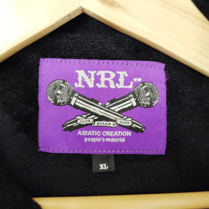 ナインルーラーズ NINE RULAZ パーカー 長袖 ジップアップ パーカー ボリューム フェイク ファー エンブレム風 刺繍 ワッペン XL 黒 / ブラック / black メンズ USED 古着 中古 50169001