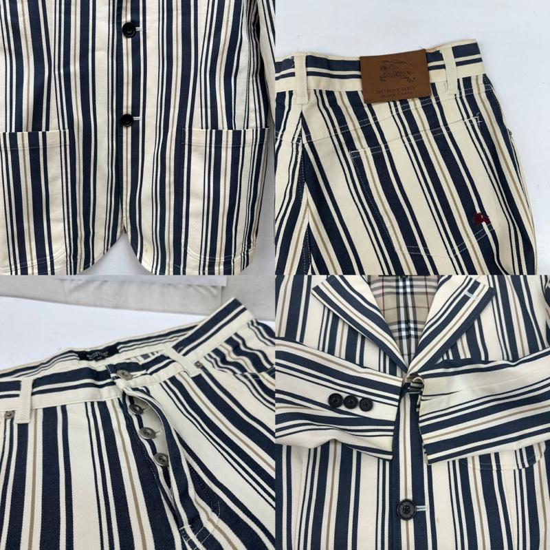 バーバリーブラックレーベル BURBERRY BLACK LABEL ジャケット、上着 ジャケット、ブレザー ストライプ テーラ－ド ジャケット パンツ セットアップ BMP42-616-03 M マルチカラー / マルチカラー / multicolor メンズ USED 古着 中古 50169030