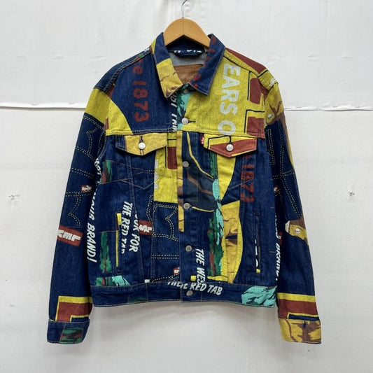 リーバイス Levi s ジャケット、上着 ジャンパー、ブルゾン 72334-0689 150周年記念 バナープリントモデル デニム トラッカー ジャケット M メンズ USED 古着 中古 50169050