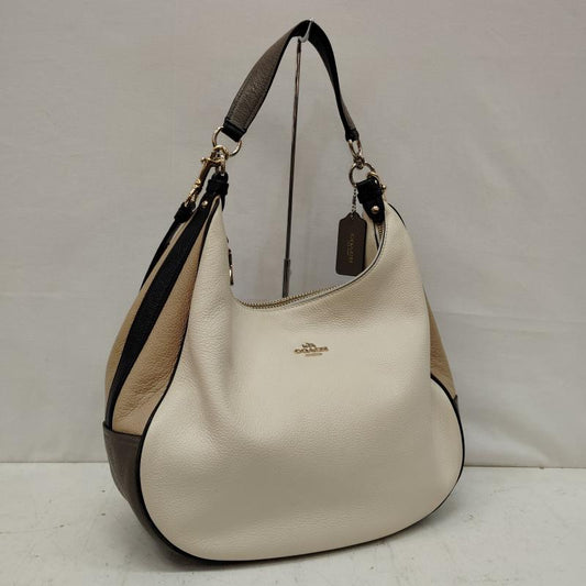 コーチ COACH ハンドバッグ ハンドバッグ ハーレー ホーボー カラー ブロック ペブルド レザー ショルダー バッグ K1657-F57500 - オフホワイト / オフホワイト / X ベージュ / ベージュ / beige X グレージュ / グレージュ / レディース USED 古着 中古 50169069