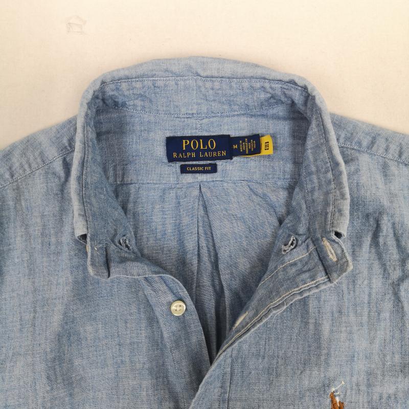 ポロラルフローレン POLO RALPH LAUREN シャツ、ブラウス 長袖 ポニー ロゴ 刺繍 ワンポイント 長袖 ボタンダウン シャンブレー シャツ M インディゴ / インディゴ / Indigo メンズ USED 古着 中古 50169075
