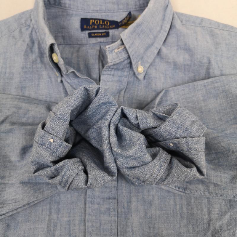 ポロラルフローレン POLO RALPH LAUREN シャツ、ブラウス 長袖 ポニー ロゴ 刺繍 ワンポイント 長袖 ボタンダウン シャンブレー シャツ M インディゴ / インディゴ / Indigo メンズ USED 古着 中古 50169075