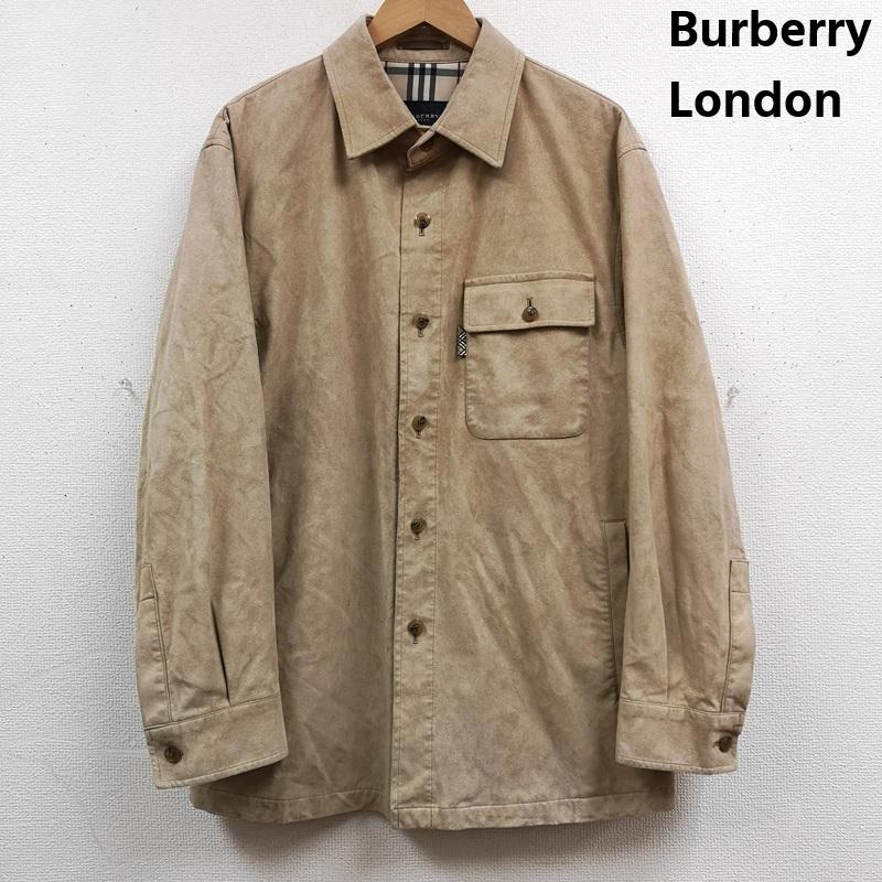 バーバリーロンドン Burberry London ジャケット、上着 ジャンパー、ブルゾン 日本製 ノバチェック フェイク スウェード シャツ ジャケット BBP08-105-46 M ベージュ / ベージュ / beige メンズ USED 古着 中古 50169083