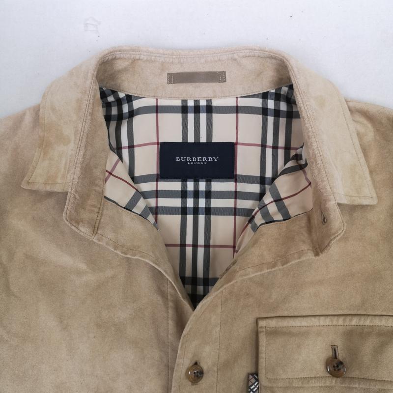 バーバリーロンドン Burberry London ジャケット、上着 ジャンパー、ブルゾン 日本製 ノバチェック フェイク スウェード シャツ ジャケット BBP08-105-46 M ベージュ / ベージュ / beige メンズ USED 古着 中古 50169083