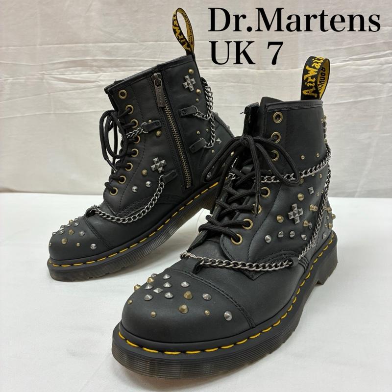 ドクターマーチン Dr.Martens ブーツ ショートブーツ 1460 STUDDED CHAIN LEATHER LACE UP BOOTS スタッズ チェーン レザー レースアップ ブーツ 27776001 UK：7 メンズ USED 古着 中古 50169084