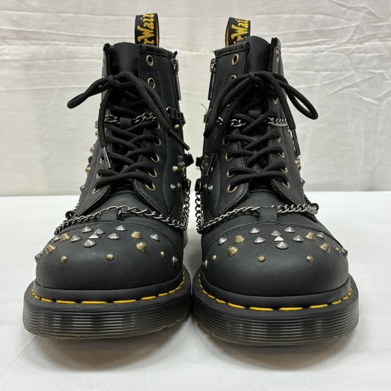 ドクターマーチン Dr.Martens ブーツ ショートブーツ 1460 STUDDED CHAIN LEATHER LACE UP BOOTS スタッズ チェーン レザー レースアップ ブーツ 27776001 UK：7 メンズ USED 古着 中古 50169084