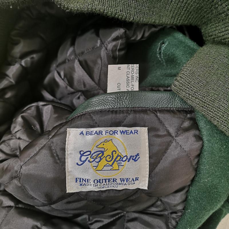 ゴールデンベア Golden Bear ジャケット、上着 ジャンパー、ブルゾン USA製 GB Sport キルティング ウール スタジアム ジャケット スタジャン M 緑 / グリーン / green メンズ USED 古着 中古 50169095