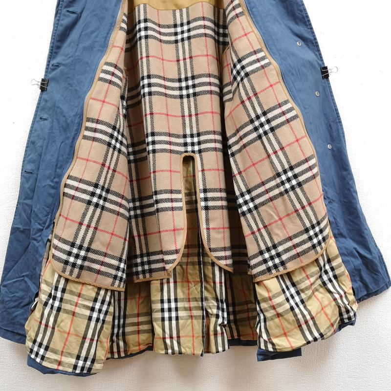 バーバリーズ BURBERRYS コート コート一般 ノバチェック ライナー付き ステンカラー コート 青 / ブルー / blue メンズ USED 古着 中古 50169098