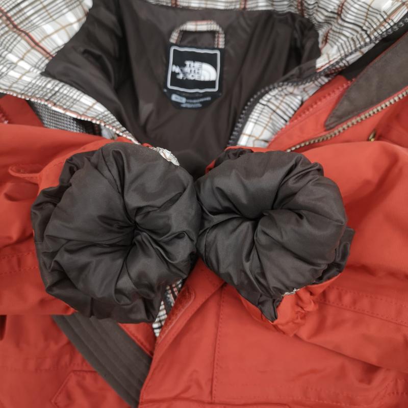ザノースフェイス THE NORTH FACE ジャケット、上着 ジャンパー、ブルゾン ロゴ 刺繡 チェック柄 3-in-1 トリクライメイト ジャケット M 橙 / オレンジ / orange レディース USED 古着 中古 50169099