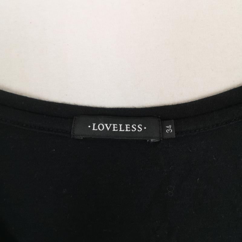 ラブレス LOVELESS Tシャツ 七分袖 日本製 ネックレス だまし絵 トロンプルイユ プリント 七分袖 Tシャツ 62P09-202-09 34 黒 / ブラック / black レディース USED 古着 中古 50169102