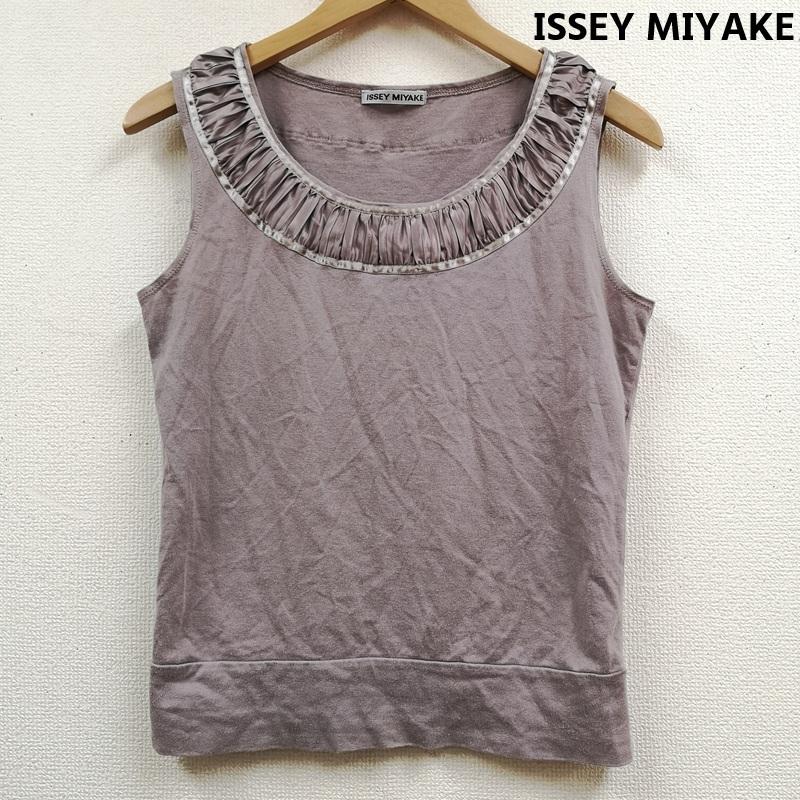 イッセイミヤケ ISSEY MIYAKE タンクトップ タンクトップ 日本製 サテン フリル ギャザー ノースリーブ タンクトップ IM51JK058 2 紫 / パープル / purple レディース USED 古着 中古 50169105