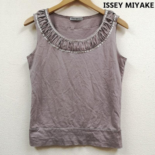 イッセイミヤケ ISSEY MIYAKE タンクトップ タンクトップ 日本製 サテン フリル ギャザー ノースリーブ タンクトップ IM51JK058 2 紫 / パープル / purple レディース USED 古着 中古 50169105