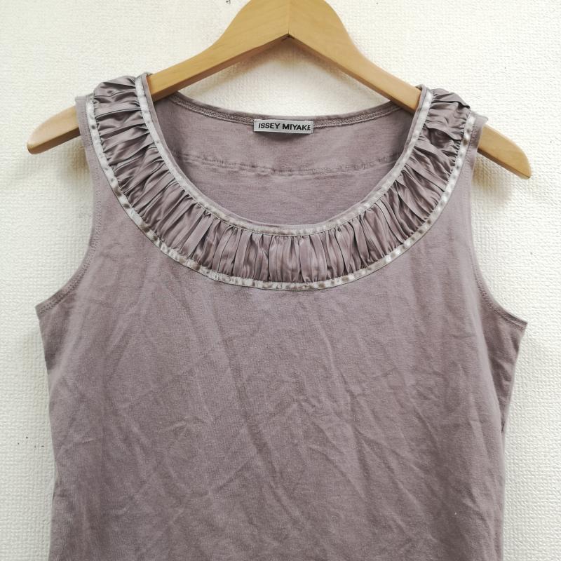 イッセイミヤケ ISSEY MIYAKE タンクトップ タンクトップ 日本製 サテン フリル ギャザー ノースリーブ タンクトップ IM51JK058 2 紫 / パープル / purple レディース USED 古着 中古 50169105