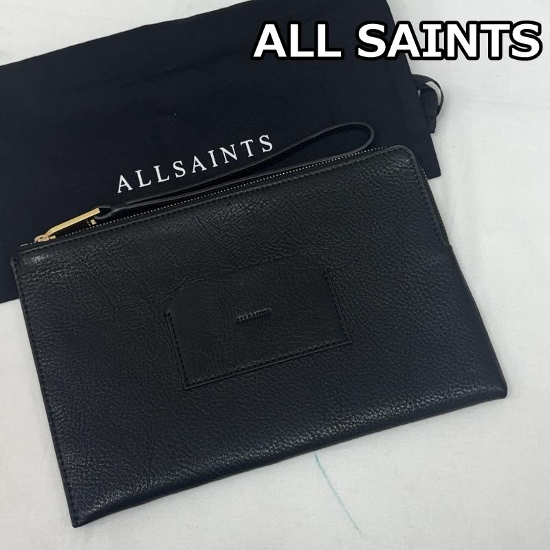 オールセインツ ALLSAINTS クラッチバッグ、パーティバッグ クラッチバッグ、パーティバッグ JOSHI LARGE WALLET レザー セカンド バッグ ウォレット クラッチ バッグ - 黒 / ブラック / black メンズ USED 古着 中古 50169116