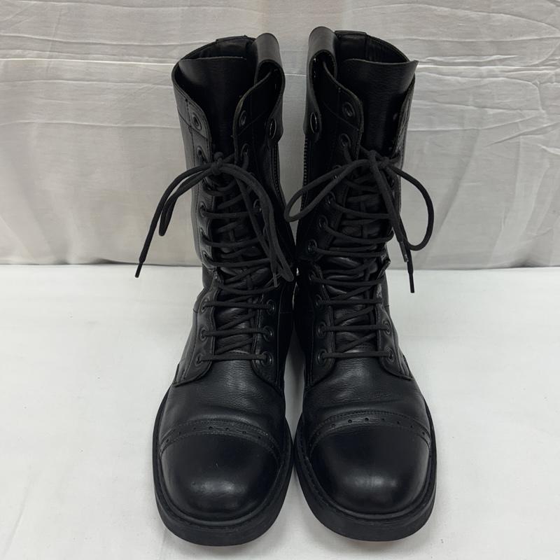 マークジェイコブス MARCJACOBS ブーツ ロングブーツ スタッズ レザー サイドジップ レースアップ ブーツ - 黒 / ブラック / black メンズ USED 古着 中古 50169123