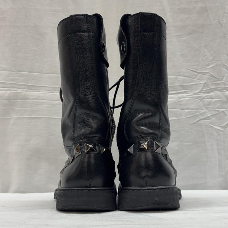 マークジェイコブス MARCJACOBS ブーツ ロングブーツ スタッズ レザー サイドジップ レースアップ ブーツ - 黒 / ブラック / black メンズ USED 古着 中古 50169123