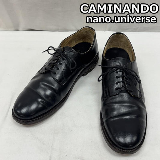 カミナンド CAMINANDO 革靴 革靴 ナノユニバース 別注 外羽 プレーントゥ レザー シューズ US：7 黒 / ブラック / black メンズ USED 古着 中古 50169124