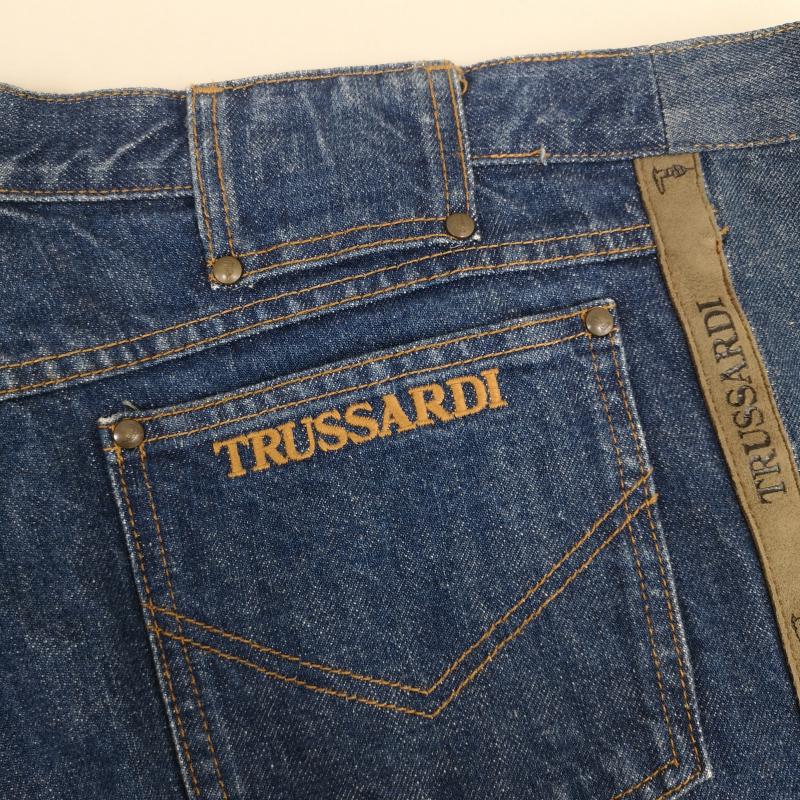 古着 USED パンツ デニム、ジーンズ Trussardi Jeans 90s ボタン ロゴ 刻印 サイド テープ デザイン デニム パンツ 28-8925 52 インディゴ / インディゴ / Indigo メンズ USED 古着 中古 50169136