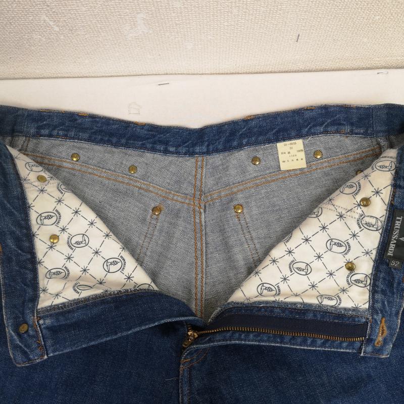 古着 USED パンツ デニム、ジーンズ Trussardi Jeans 90s ボタン ロゴ 刻印 サイド テープ デザイン デニム パンツ 28-8925 52 インディゴ / インディゴ / Indigo メンズ USED 古着 中古 50169136