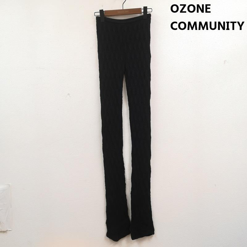 オゾンコミュニティ OZONECOMMUNITY パンツ スラックス 日本製 ケーブル編み ニット レギンス パンツ 8NP-0300 黒 / ブラック / black レディース USED 古着 中古 50169142