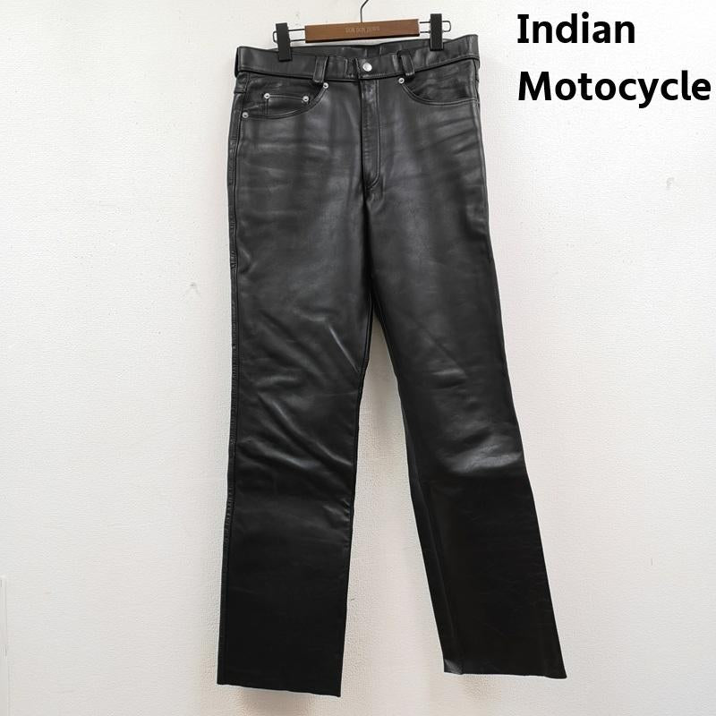 インディアンモトサイクル Indian Motocycle パンツ ワークパンツ、ペインターパンツ 5ポケット ジップフライ 牛革 レザー ストレート パンツ 革パン OS-2439 34インチ 黒 / ブラック / black メンズ USED 古着 中古 50169147