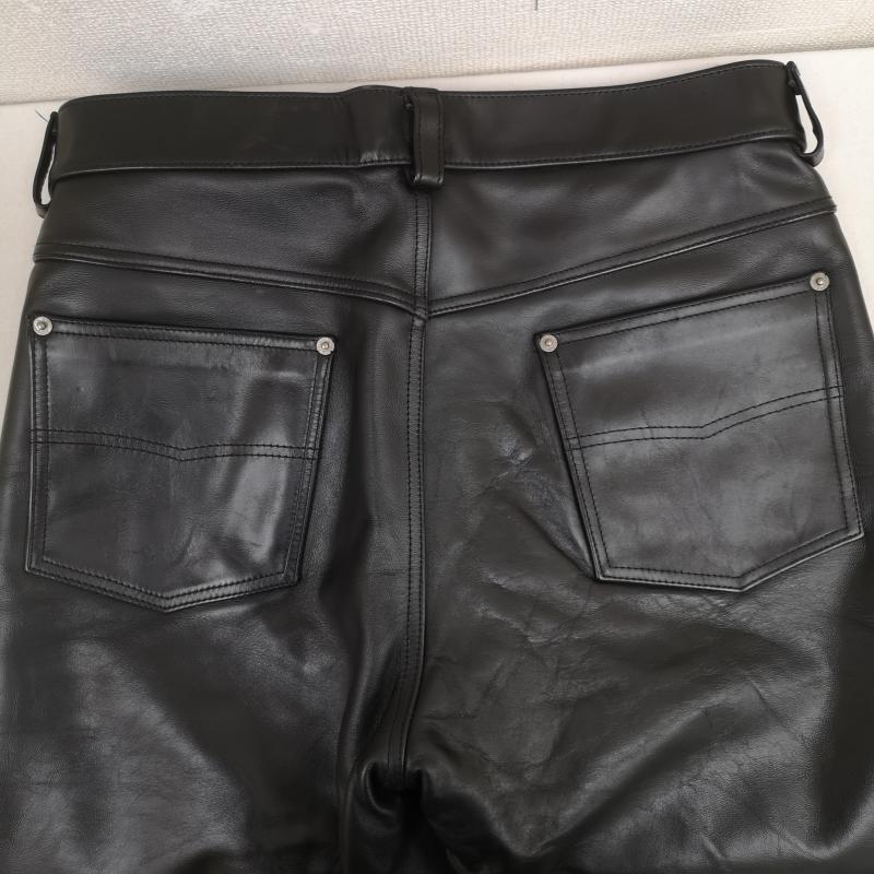 インディアンモトサイクル Indian Motocycle パンツ ワークパンツ、ペインターパンツ 5ポケット ジップフライ 牛革 レザー ストレート パンツ 革パン OS-2439 34インチ 黒 / ブラック / black メンズ USED 古着 中古 50169147