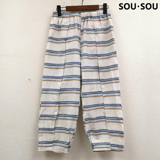 ソウ・ソウ SOU･SOU パンツ サルエルパンツ 日本製 寛衣下 和装 和服 ボーダー ウエスト ゴム イージー パンツ 5 白 / ホワイト / white レディース USED 古着 中古 50169148