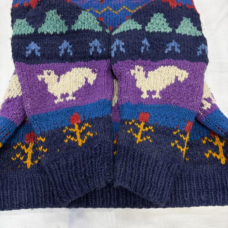 ヴィンテージ VINTAGE ニット、セーター 長袖 AMOS&ANDES ハンドメイド エクアドルニット 総柄 ウール セーター ヴィンテージ - 総柄 紺 / ネイビー / navy X 紫 / パープル / purple X マルチカラー / マルチカラー / multicolor メンズ USED 古着 中古 50169151
