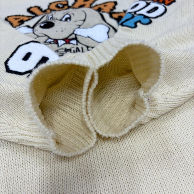 ガルフィー GALFY ニット、セーター 長袖 二代目わんわん 大学セーター クルーネック ニット 両面 ロゴ ワッペン サガラ刺繡 中型犬 L ロゴ、文字 X 刺繍 ナチュラル / ナチュラル / X マルチカラー / マルチカラー / multicolor メンズ USED 古着 中古 50169155