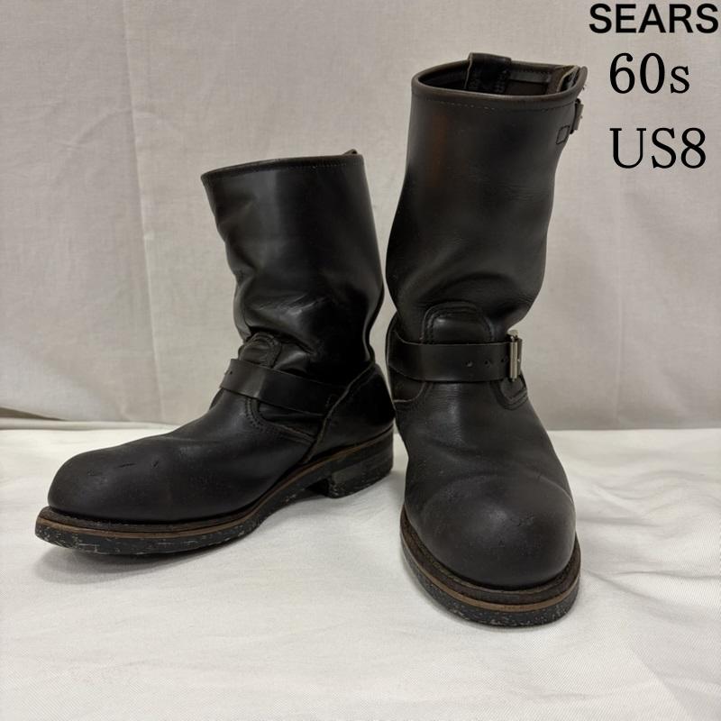 シアーズ SEARS ブーツ エンジニアブーツ 60s スチールトゥ エンジニア ブーツ US：8 黒 / ブラック / black メンズ USED 古着 中古 50169168