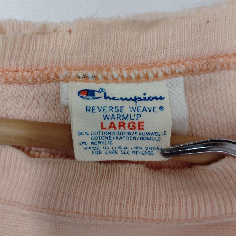 チャンピオン Champion トレーナー 長袖 80s スウェット クルーネック リバース ウィーブ REVERSE WEAVE サーモンピンク 鬼フェード L 桃 / ピンク / pink メンズ USED 古着 中古 50169169